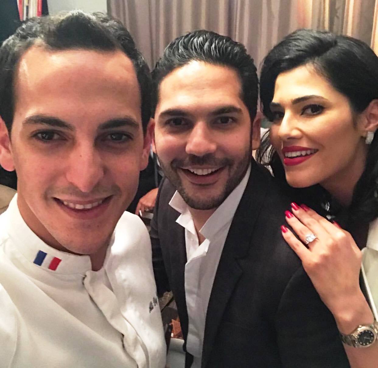 Maram Ben Aziza en compagnie de son fiancé et le chef cuisinier tunisien de renommée Ali Dey Daly