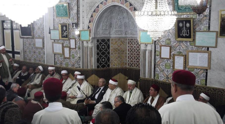 Béji Caïd Essebsi au mausolée Sidi Belhassen Chedhly