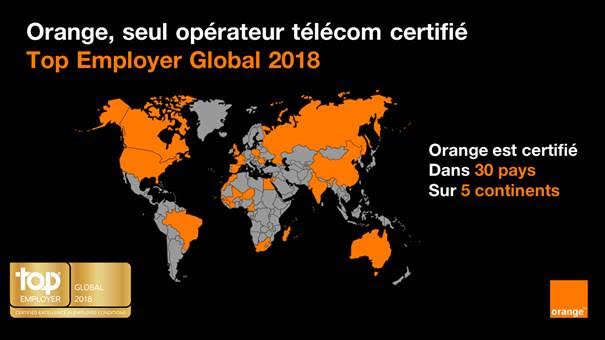 Orange, seul opérateur télécom au monde certifié « Top Employer Global 2018 »