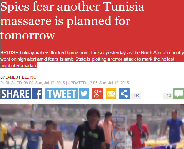 Aujourd'hui journée à haut risque en Tunisie, selon un journal anglais