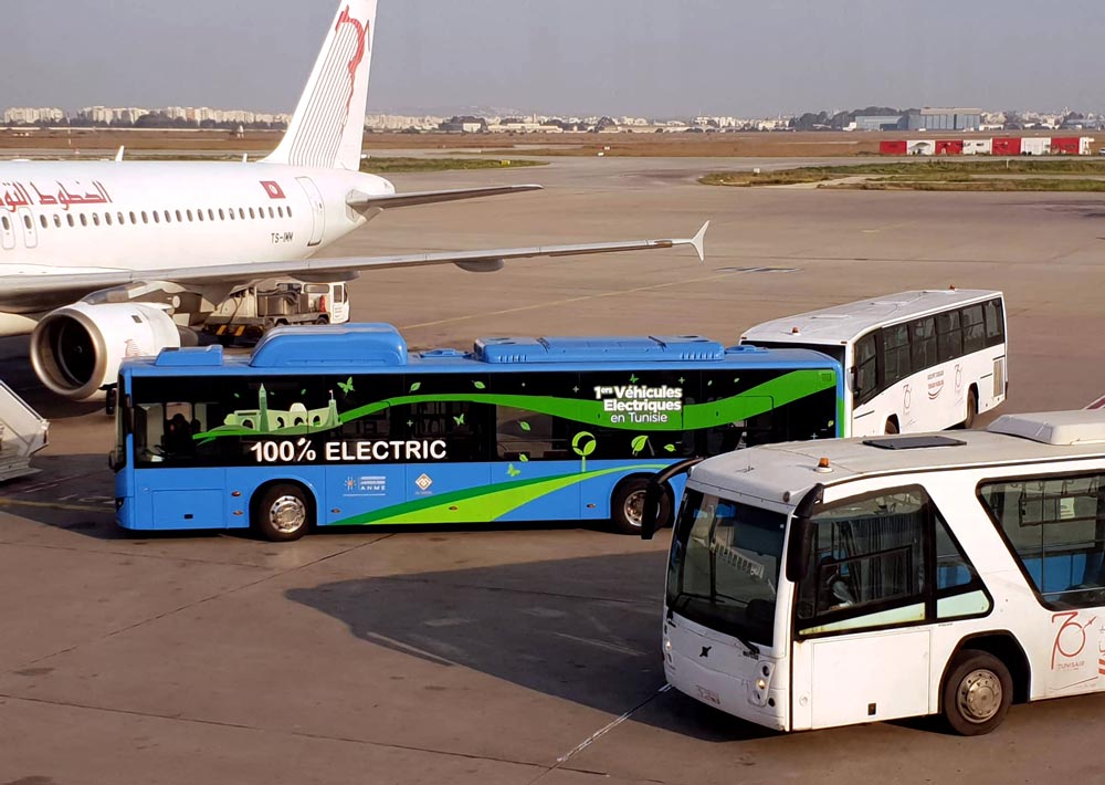 Un bus électrique BYD en test à l’aéroport Tunis-Carthage