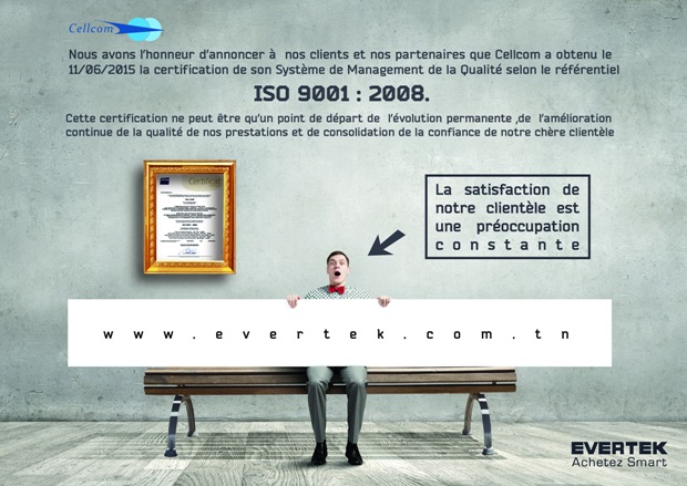Cellcom certifié ISO 9001:2008 pour son système de management de qualité