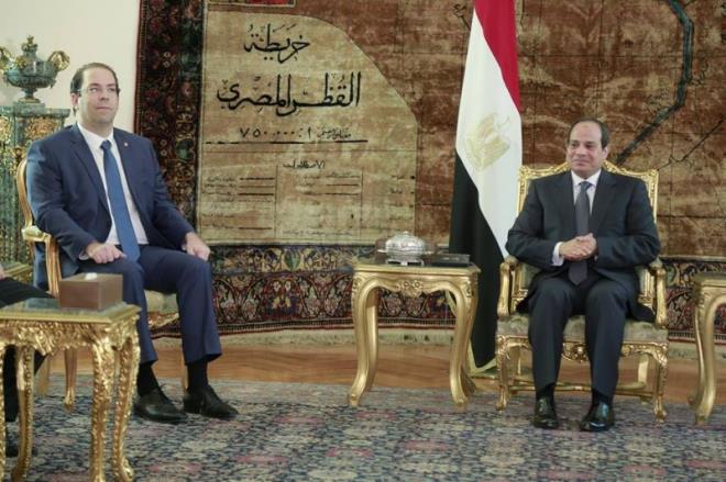 Youssef Chahed reçu par le président égyptien Abdelfattah Al Sissi