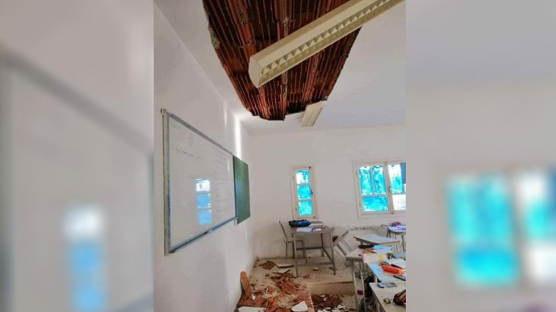 Douar Hicher : une partie du toit d’une salle de classe s’est effondrée sans faire de victime