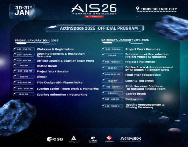  ActInSpace Tunisia 2026 les 30 et 31 janvier à la Cité des Sciences à Tunis