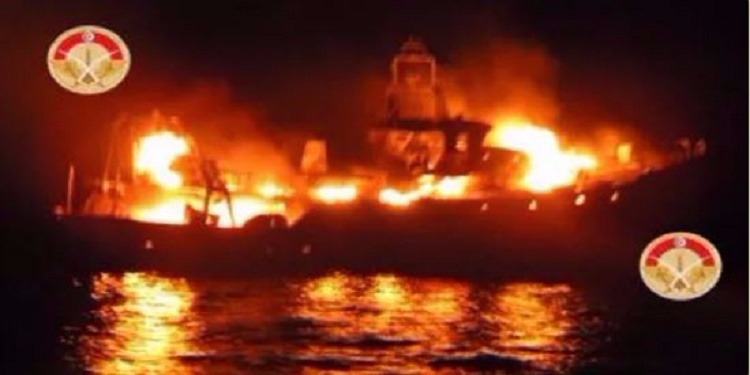 Sauvetage d’un bateau de pêche en feu au large de Kélibia