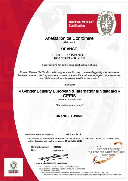 Egalité professionnelle femmes-hommes: Orange Tunisie renouvelle de nouveau sa certification GEEIS