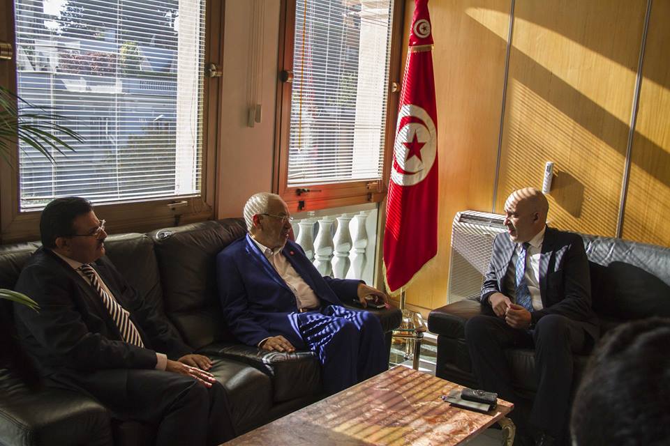 Rached Ghannouchi rend visite à Moez Sinaoui à Rome