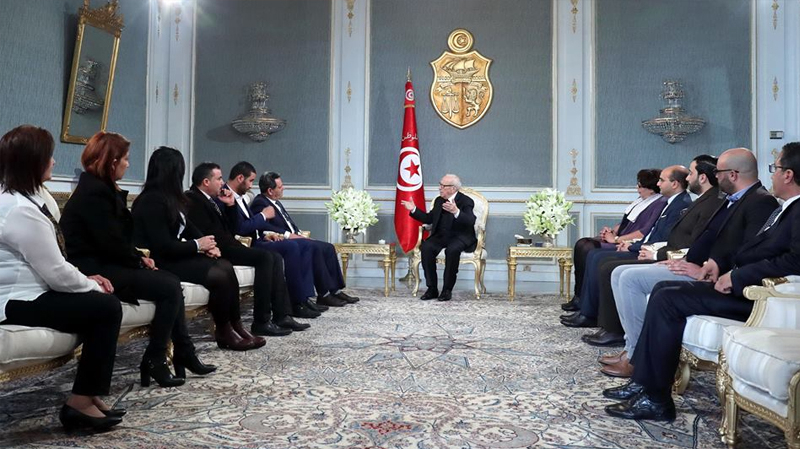 Les membres du Syndicat des journalistes reçus par le Président Essebsi
