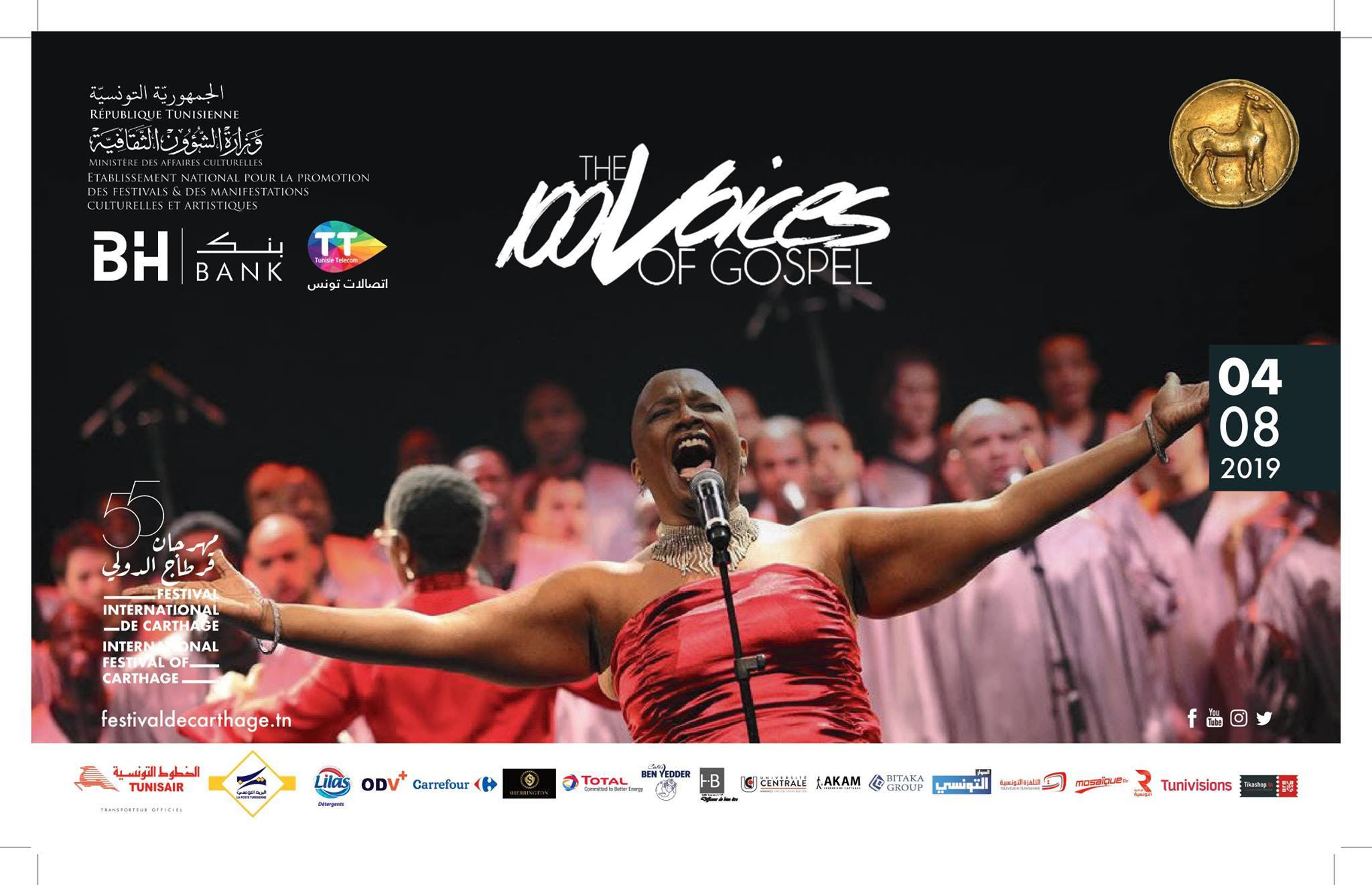 Festival de Carthage: Soirée de la Troupe "Gospel pour 100 voix" ce dimanche