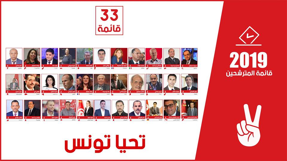 Législatives: les têtes des listes de Tahya Tounes