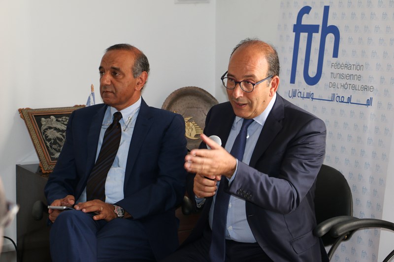 Khaled Fakhfakh, Président de la FTH et  Jalel Henchiri, président de la Fédération régionale de l'hôtellerie du sud-est (Djerba-Zarzis)