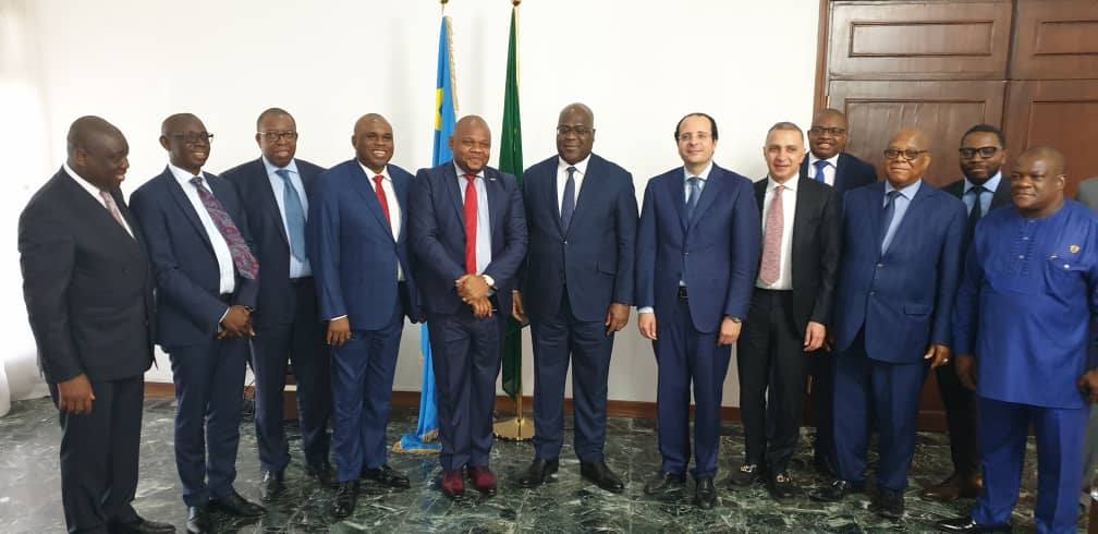 La délégation de l'Afreximbank,  avec le  président du RDC, M. Felix Tshisekedi