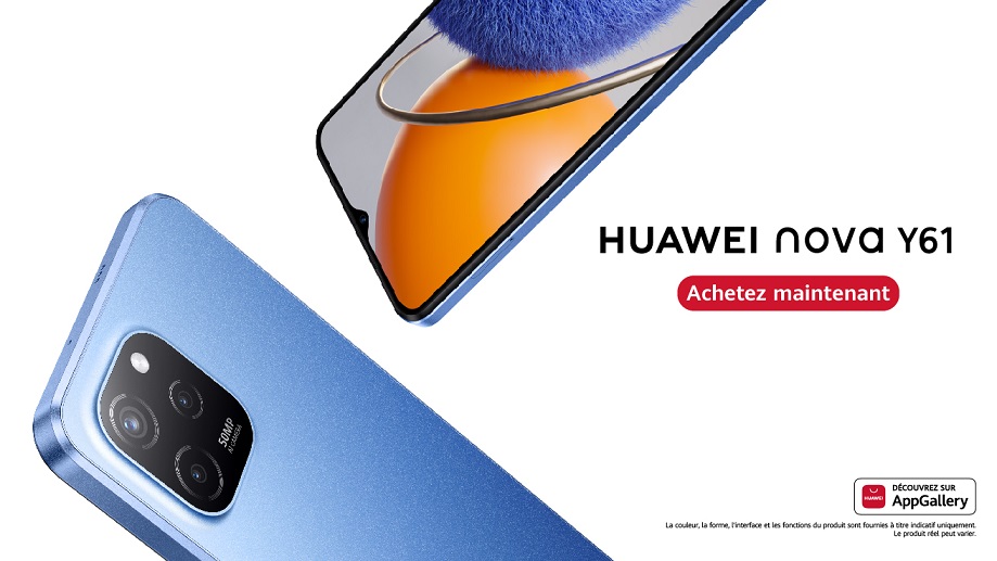 Lancement du nouveau HUAWEI nova Y61 en Tunisie, un smartphone à triple caméra AI 50MP