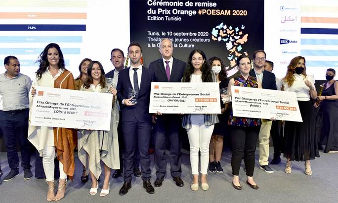 Les 3 lauréats du Prix Orange Tunisie de l’Entrepreneur Social Afrique & Moyen-Orient (édition 2020)