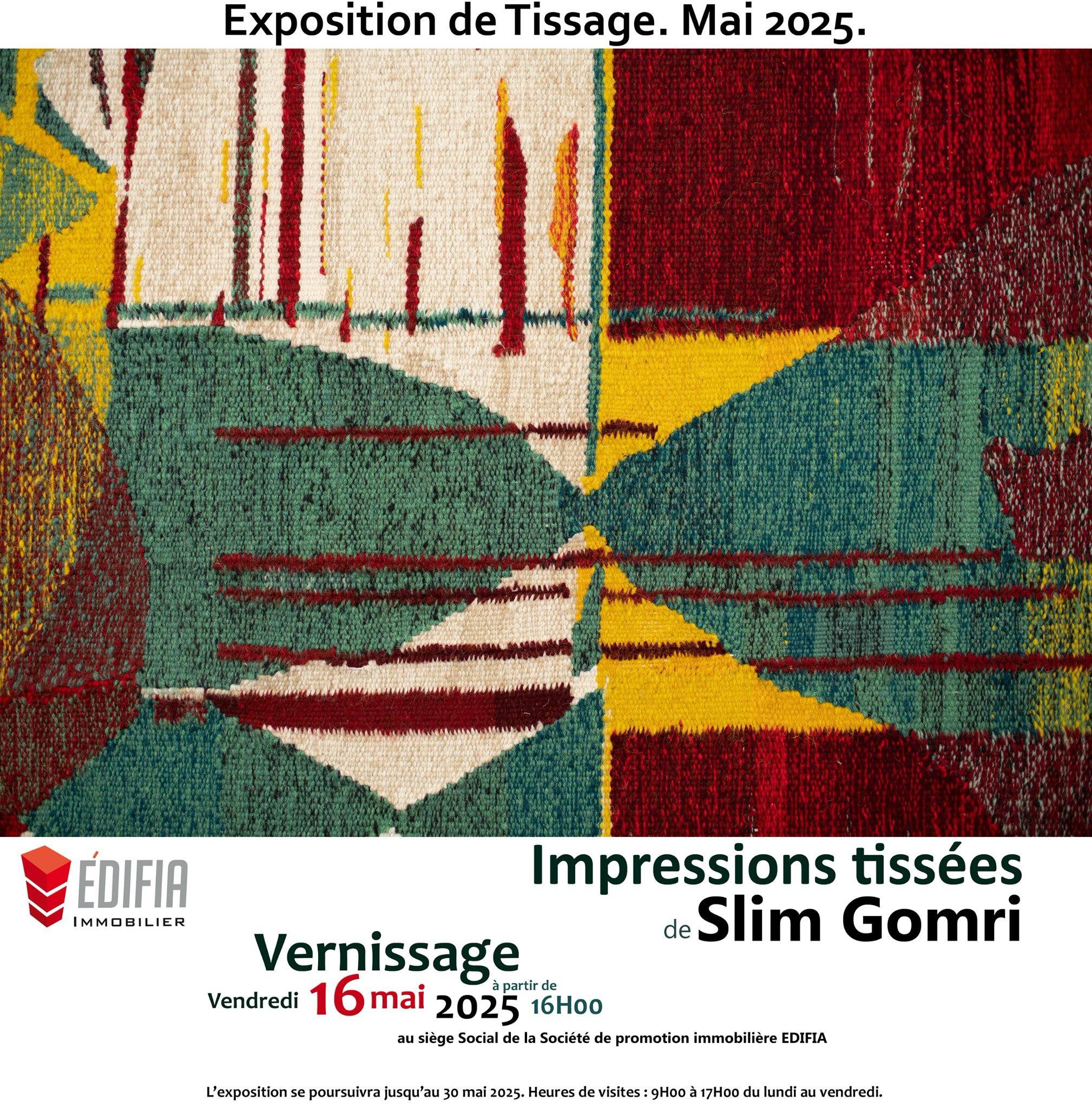 Vernissage: "Impressions tissées" de Slim Gomri, ce vendredi aux Berges du Lac