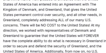 Groenland :  Trump annonce un accord conférant aux USA « un contrôle permanent » sur le territoire